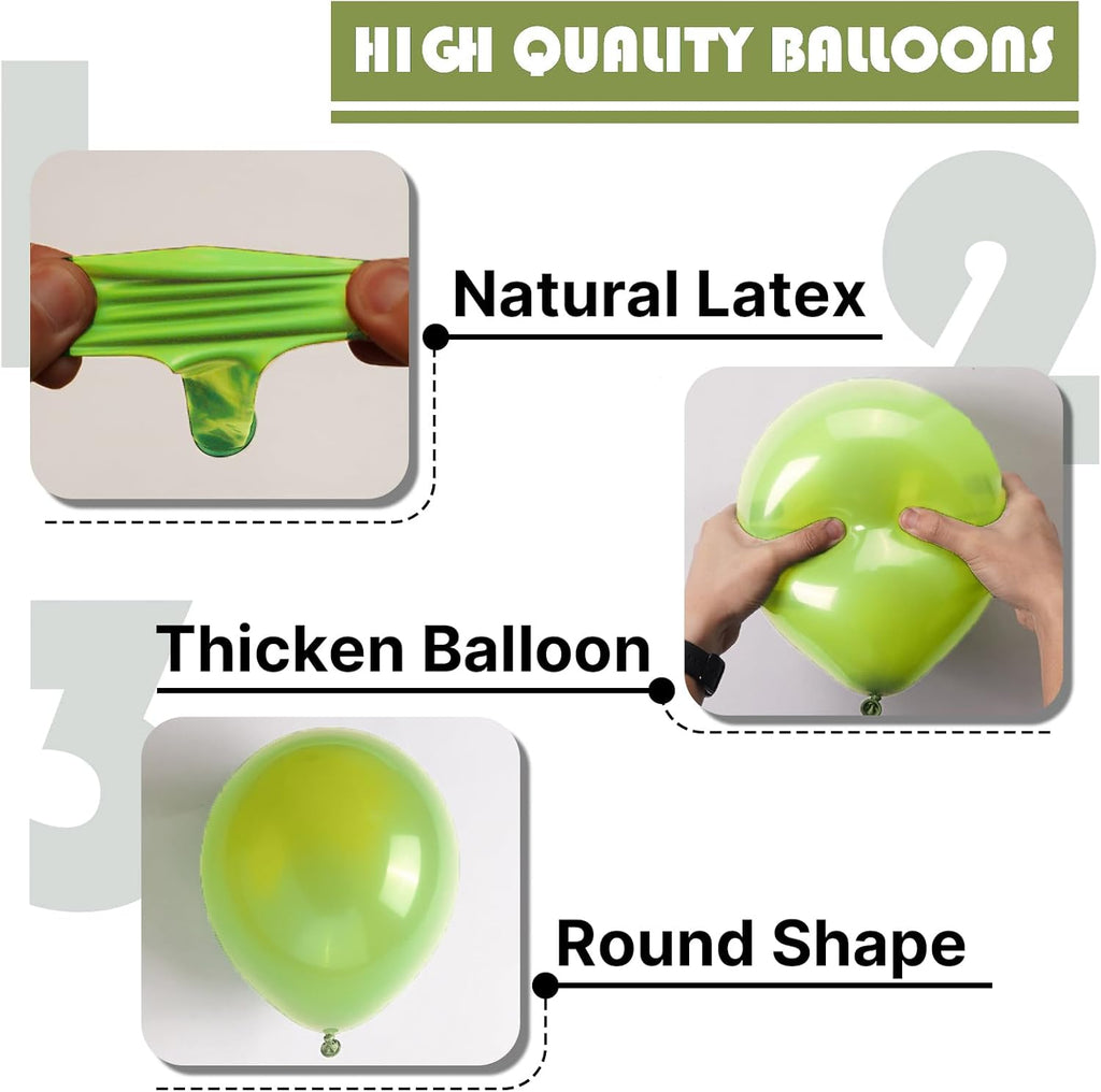 PartyWoo Lime Green Balloons - 127-Piece Latex Balloon Arch Kit for Graduation & Birthday Decor | Various Sizes 5-36 Inch