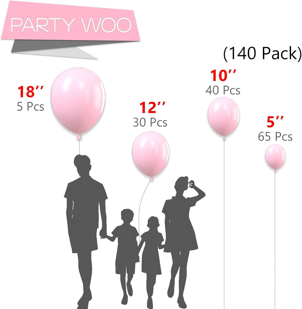 PartyWoo White & Pastel Pink Balloons - 280 Pcs for Stunning Celebrations