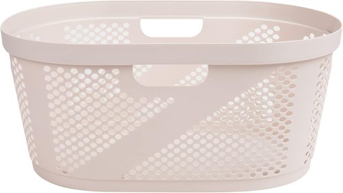 Mind Reader 40L Laundry Basket - Premium Wicker Design Clothes Hamper in Ivory Color