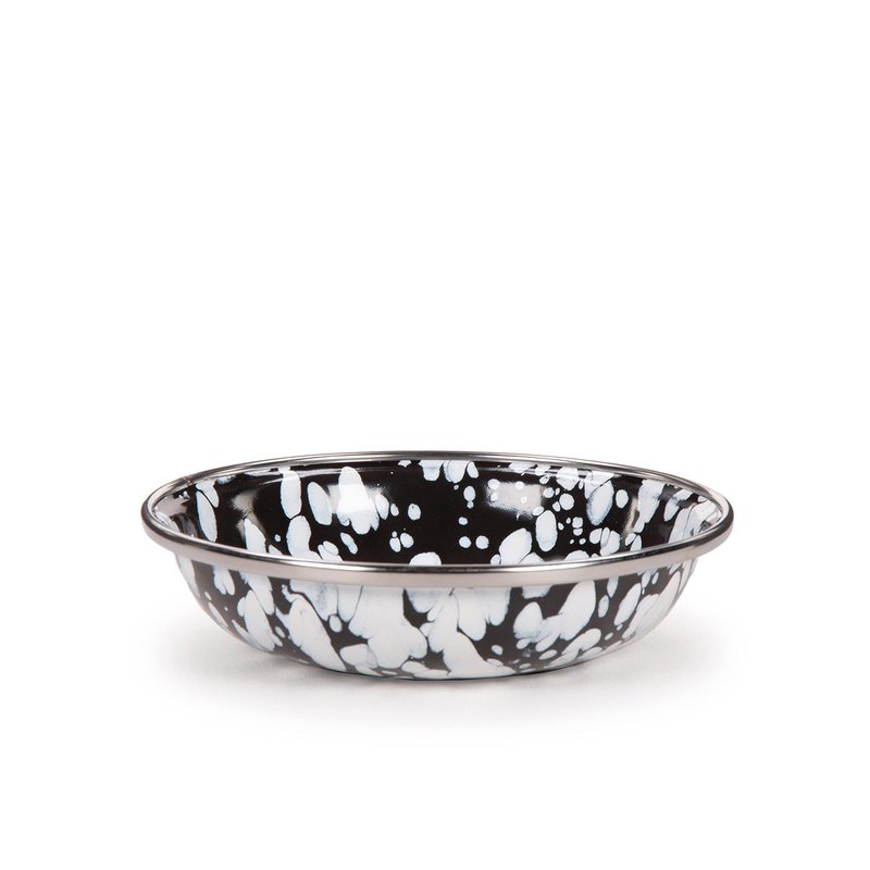 Golden Rabbit Enamelware Tasting Dish Bowls, 4 ounce, Black Swirl, Set of 6