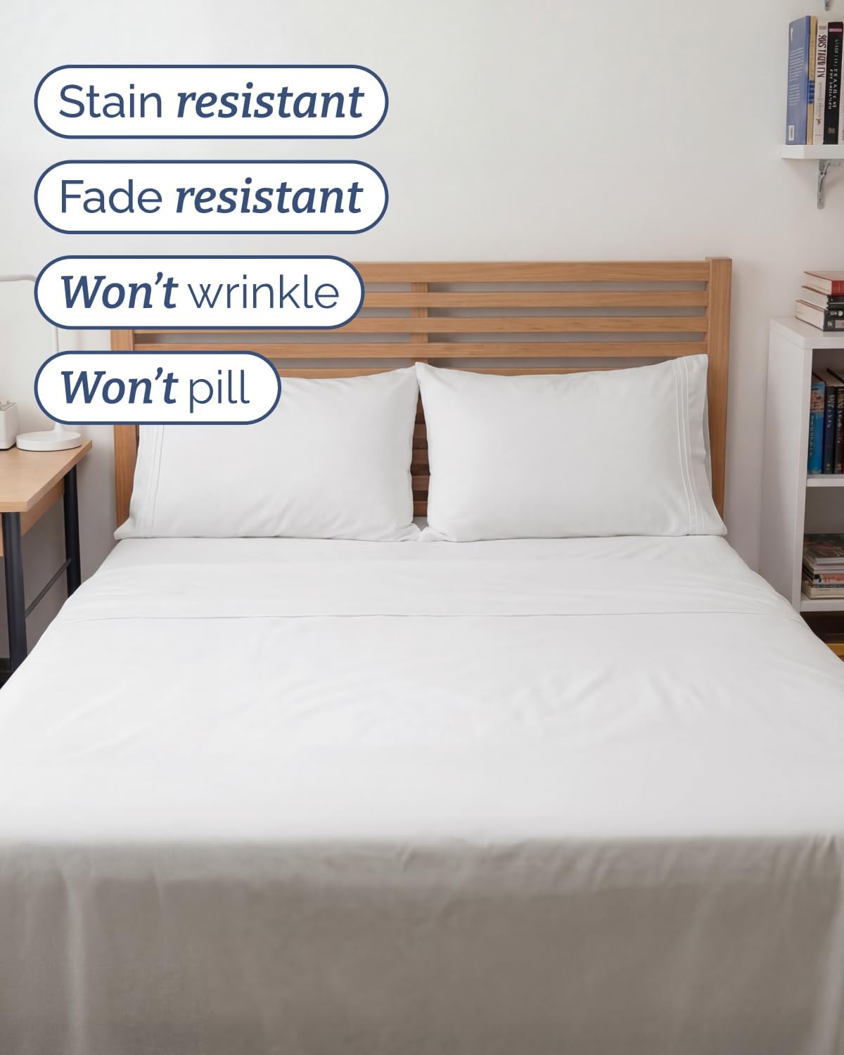 Skiennix Full XL Bed Sheet Set - Soft, Breathable & Cooling 4-Piece Luxury Bedding - Antique White