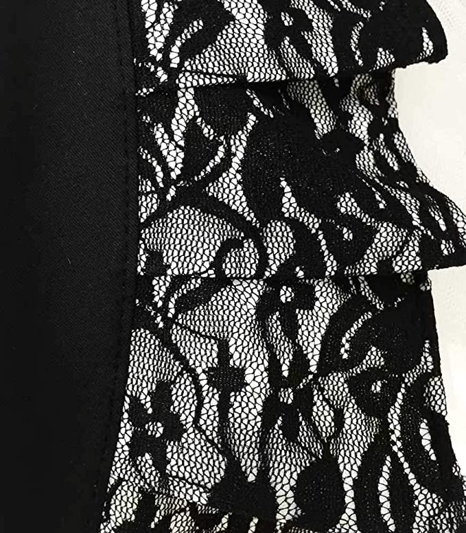 Floosum Black Lace Flirty Apron with Pocket, Fun Retro Sexy Cooking Pinup Aprons for Women Girls