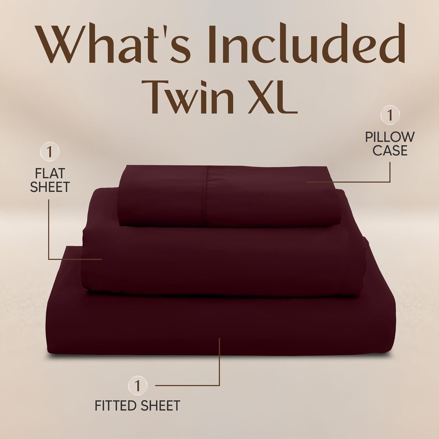 Utopia Bedding Twin XL Sheet Set - Soft & Breathable Microfiber, 3-Piece Set in Burgundy