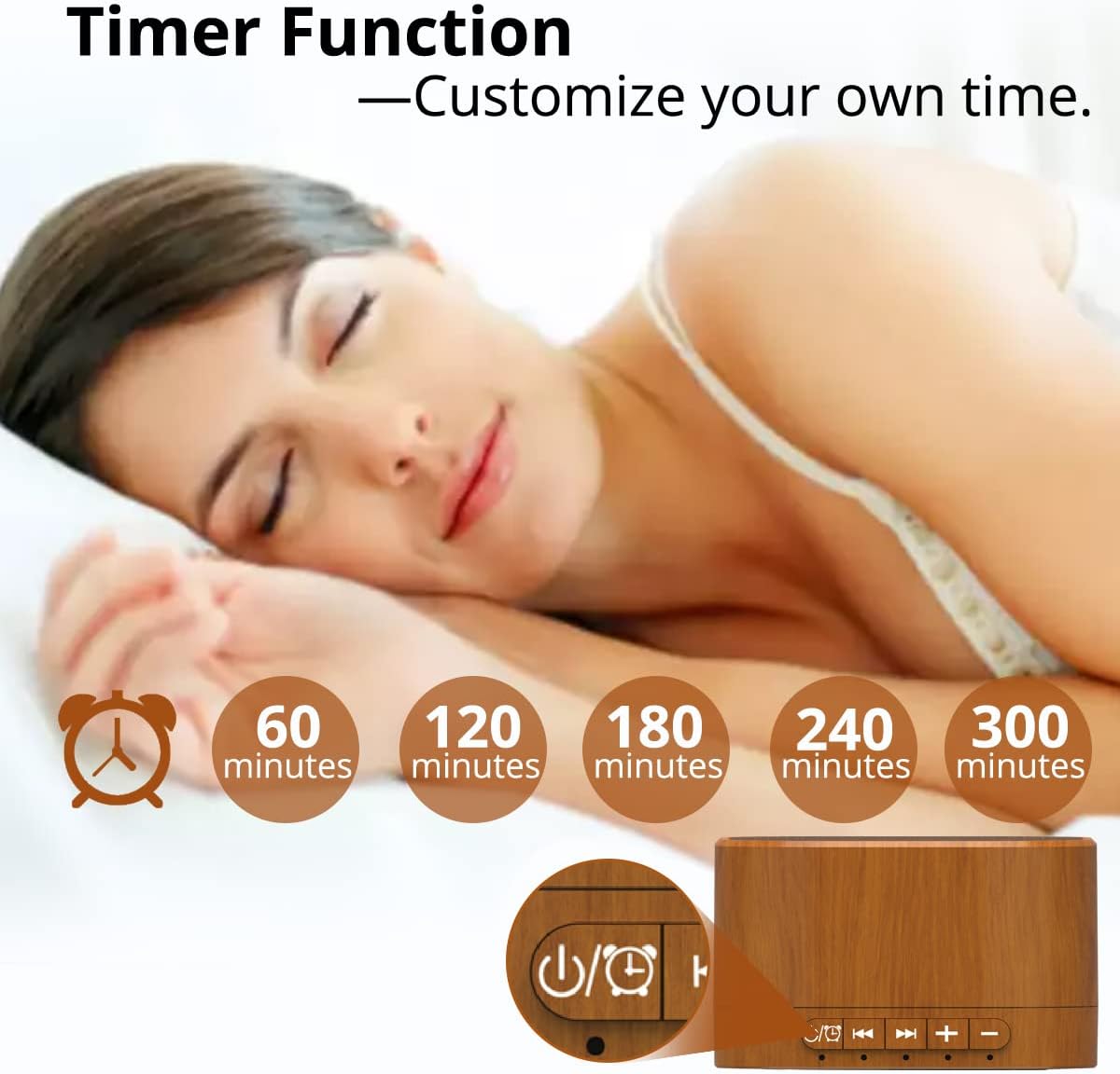 Skiennix White Noise Machine - 20 Soothing Sounds with Sleep Timer | Natural Wood Grain Finish