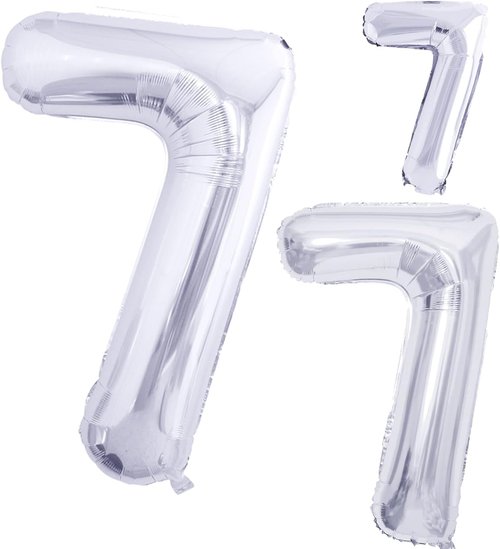 GOER Silver Foil Number 7 Balloons - Giant 42 Inch Birthday Party Decorations (3 Pack)