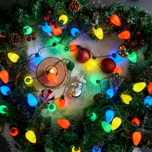 JOYIN Christmas LED Light Up Necklace - 12 Pack with 9 Multicolor Bulbs, Holiday Party Favors