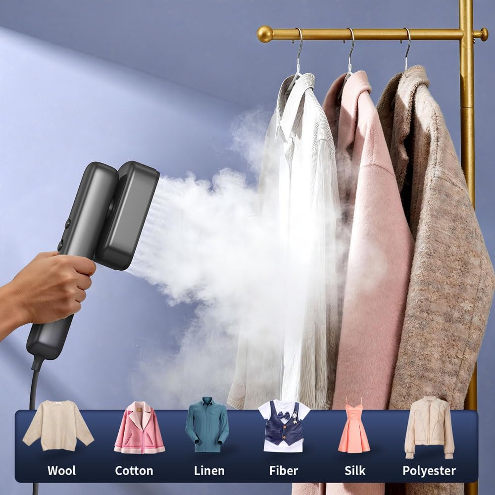 Skiennix Portable Clothes Steamer - 2-in-1 Mini Iron with Fast Heat Up | Dual Voltage for Travel & Home