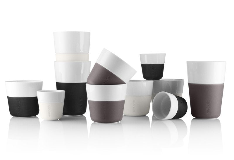 Eva Solo | 2 Cafe Latte Tumbler Mugs | 12 oz Porcelain Coffee Cup Tumblers with Silicone-coated Grip | Dishwasher Safe | Danish Design, Functionality & Quality | Blue sky