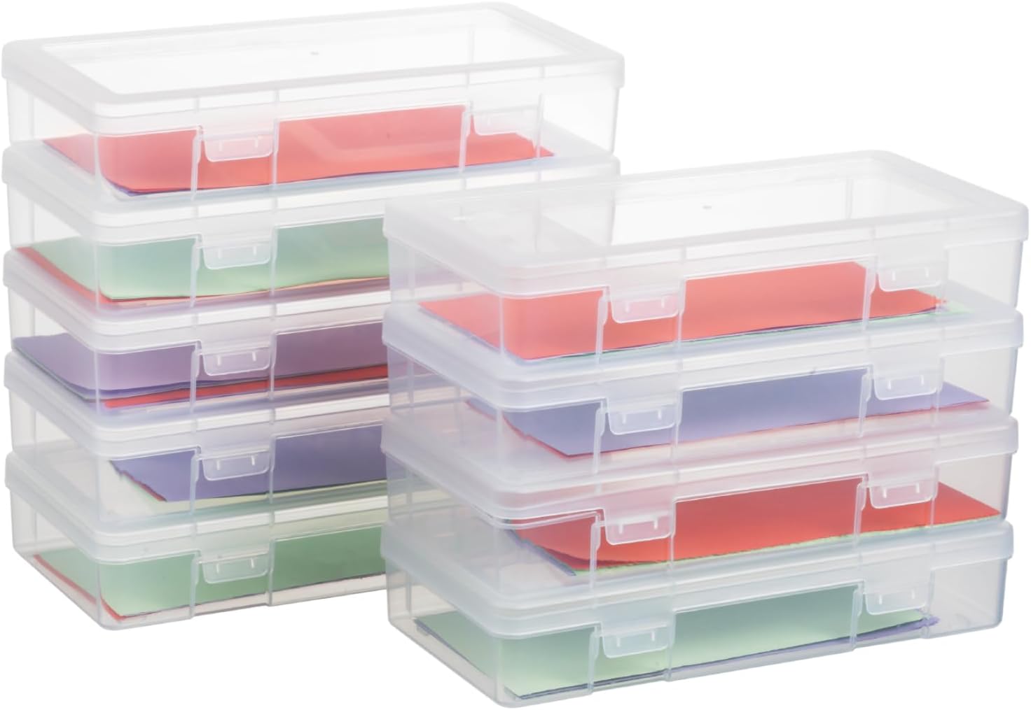 Novelinks Plastic Storage Bins - Mini Clear Organizing Containers with Lids | Stackable 9-Pack