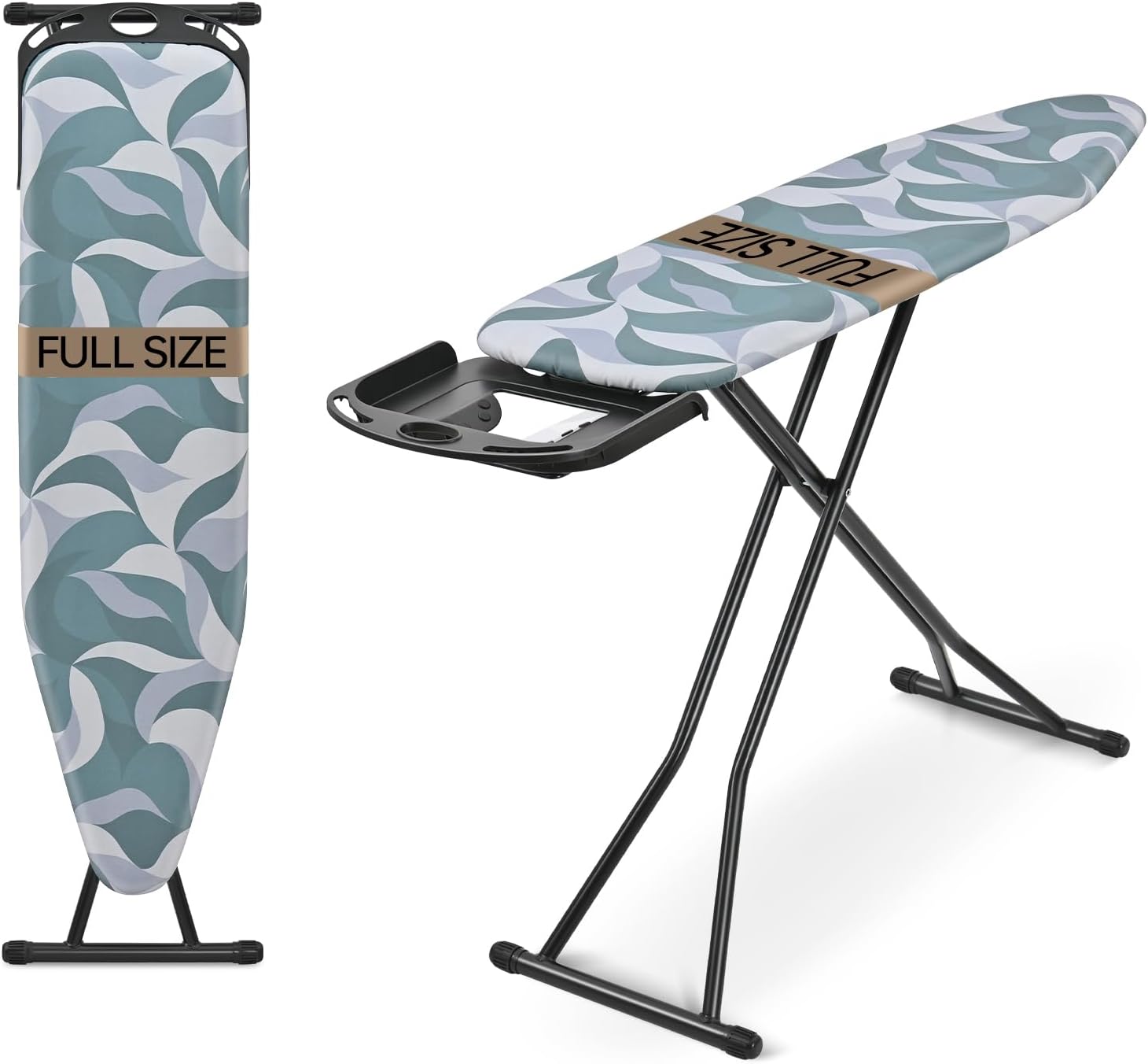 APEXCHASER Full-Size Foldable Ironing Board - Heat Resistant Cover & 7-Lever Height Adjustment | Blue 14x54