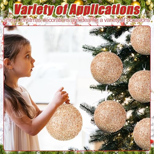 Wettarn 12-Piece 6-Inch Champagne Gold Christmas Ornaments – Large Ball Christmas Decorations