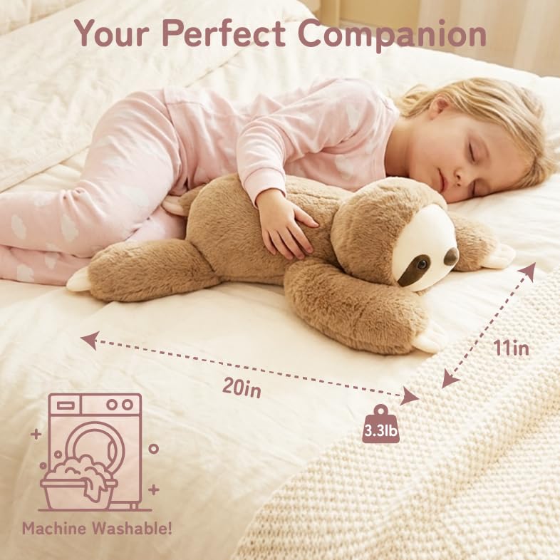 Weighted Sloth Stuffed Animal, 20-inch 3.3 lb Sensory Plush Body Pillow