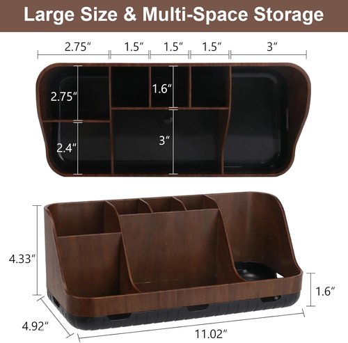 GFWARE Wood Toothbrush Holder - 7 Slot Detachable Bathroom Organizer | Brown Wooden Caddy for Kids