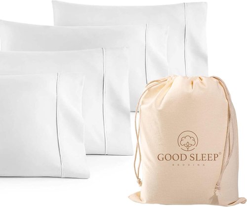 1000 TC Egyptian Cotton Pillowcases by [Brand Name] - Set of 4 Silky Soft Hotel-Quality Covers