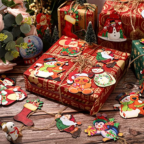 Marsui 24 Pcs Christmas Wooden Ornaments Farmhouse Holiday Decor