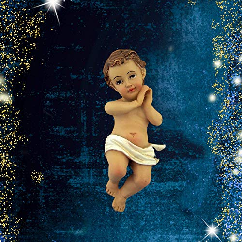 7-Inch Infant Jesus in Manger Nativity Statue - 2-Piece Resin Figurine