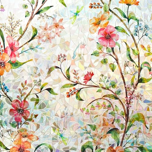 Stained Glass Window Privacy Film - 17.5" x 78.7" Static Cling