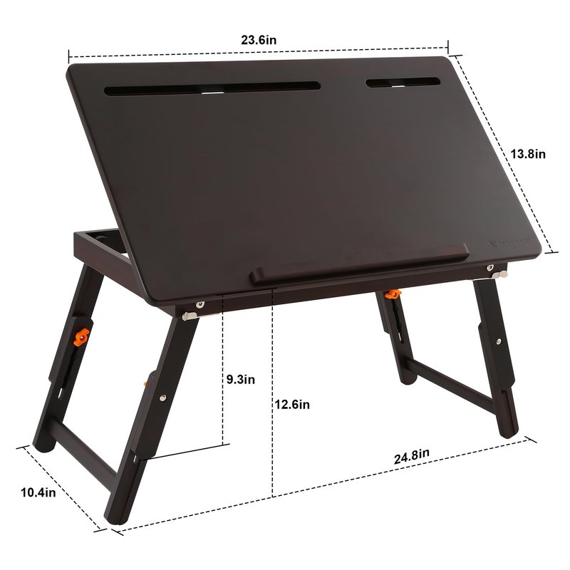 Nnewvante Drawing Table Foldable Drafting Desk with Adjustable Height & Angle Bamboo Drawing Board Easel with Tablet and Phone Slots for Painting, Drafting, Writing, Reading
