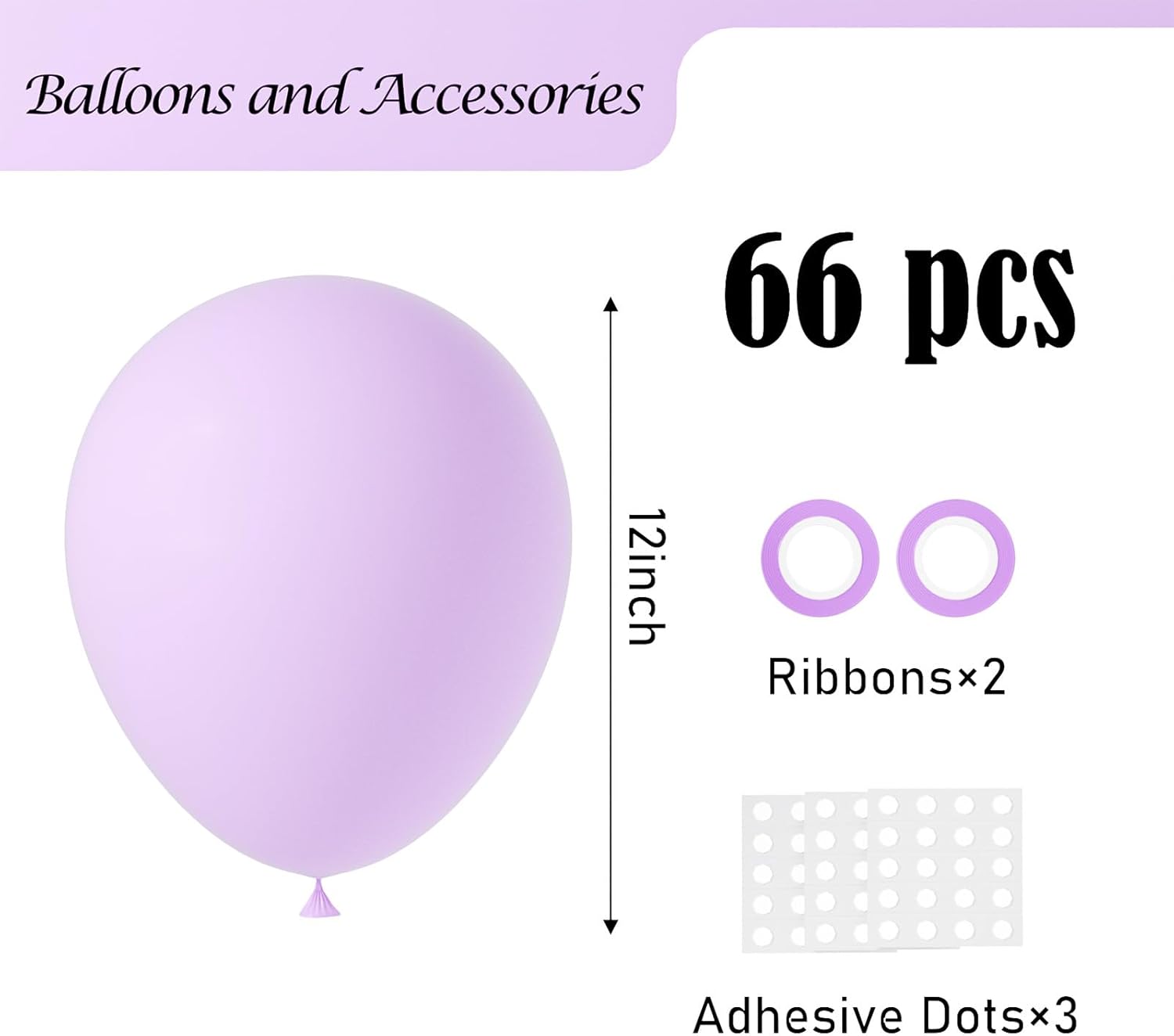 Voircoloria Pastel Purple Balloons - 12-Inch Light Purple Latex | 66-Pack for Birthday, Baby Shower & Weddings