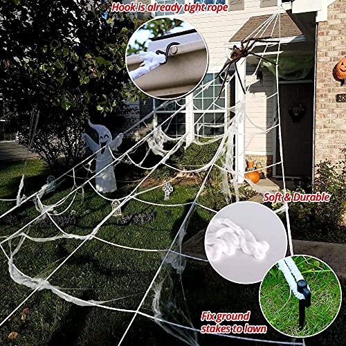 Giant 200" Halloween Spider Web with 59" Scary Spider Outdoor Decor
