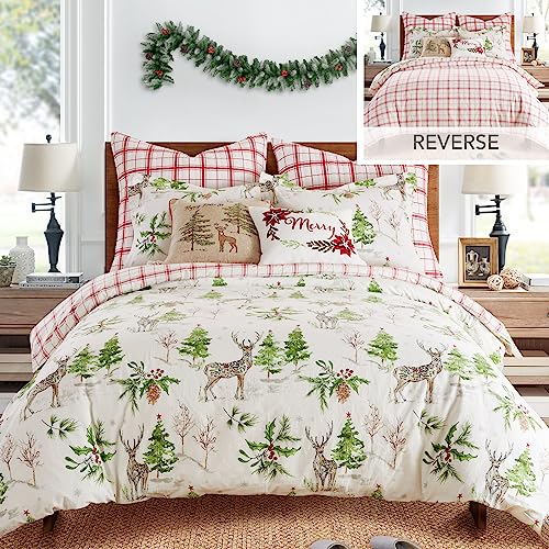 Levtex Home King Holiday Comforter Set - Red Sleigh Bells Design, 106x94