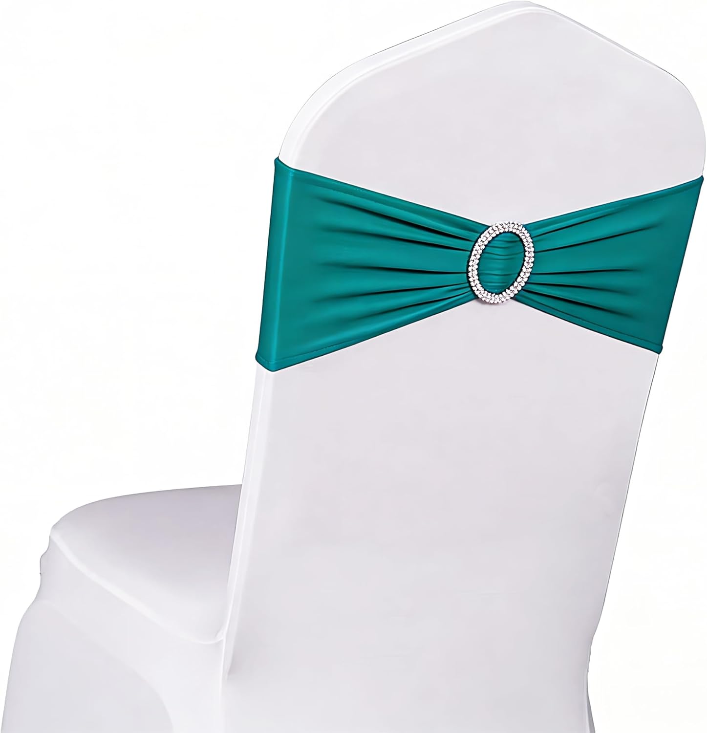 Skiennix 50 Pack Dark Turquoise Chair Sashes - Elegant Teal Bows with Buckles for Weddings & Events