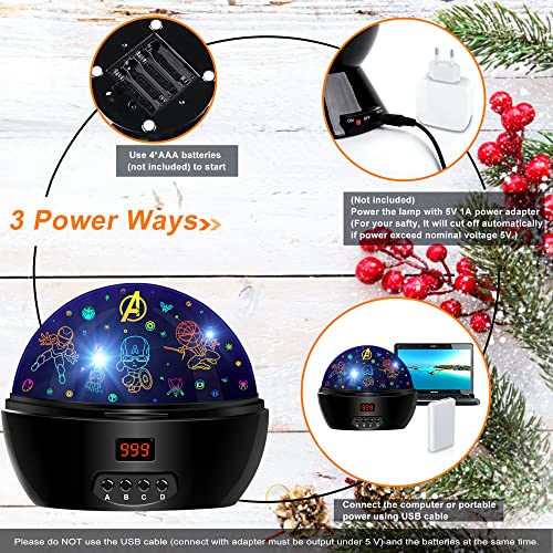 Rotating Superhero Night Light Projector for Kids with Timer