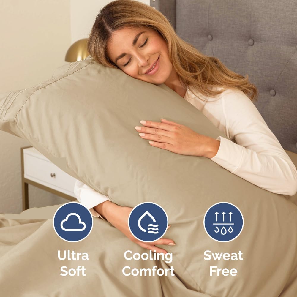 Regine Switzerland Full XL Bed Sheet Set - Soft, Breathable & Cooling 4-Piece Luxury Bedding - Deep Pockets, Fade & Wrinkle Free - Beige