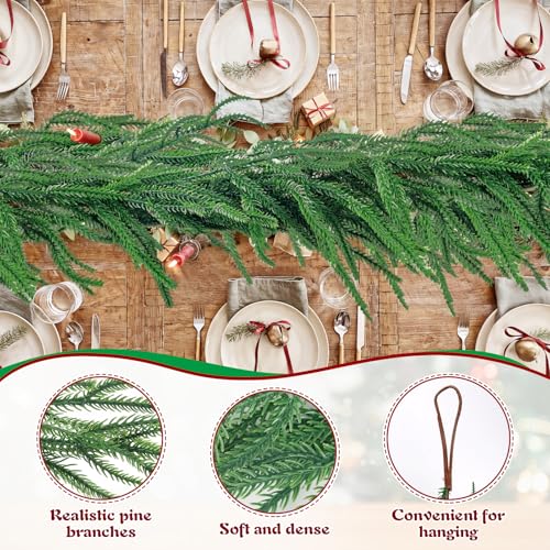 6 Ft Norfolk Pine Garland, Real Touch 2-Piece Christmas Garland - Phoncoo