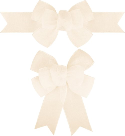 Meseey Natural Cream Burlap Wired Ribbon - Handmade Premade Bows for Wreaths & Gift Wrapping | 2 Pcs