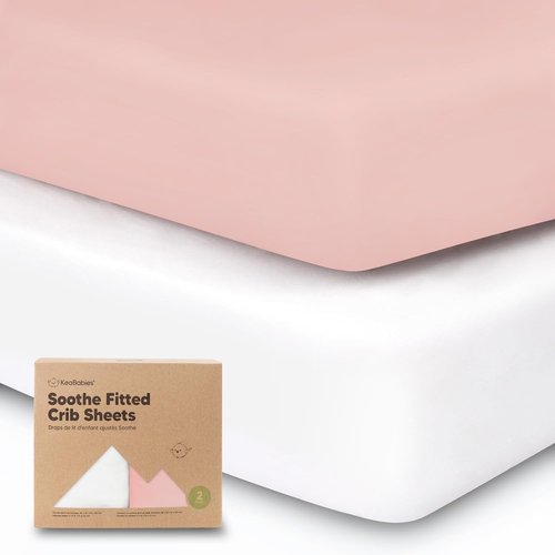 KeaBabies Organic Crib Sheets - 2-Pack Fitted Jersey Cotton for Boys & Girls | Soft Neutral Prints (Rose) 52x28
