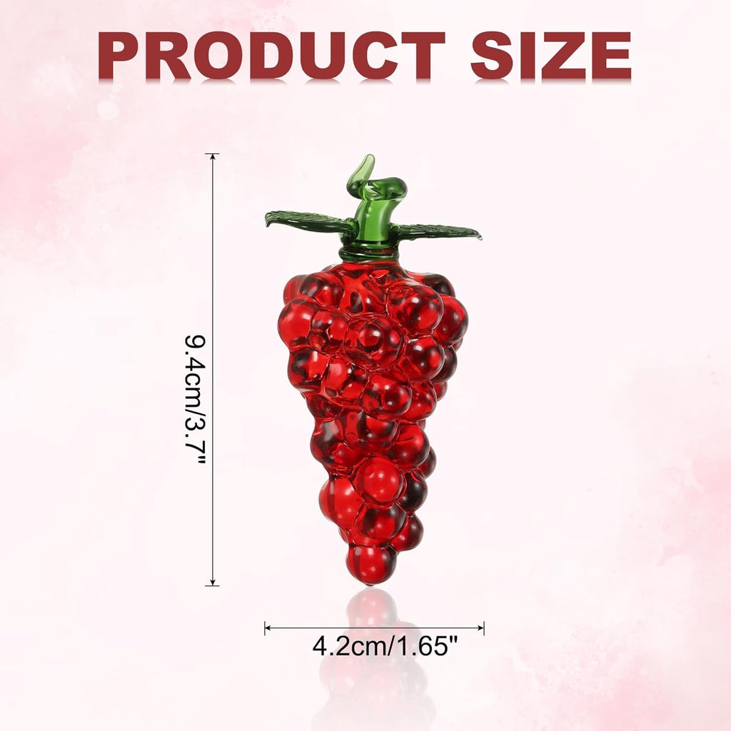 uxcell Crystal Grape Figurine - 3.7" Red Artificial Fruit Statue | Elegant Glass Paperweight for Home Decor