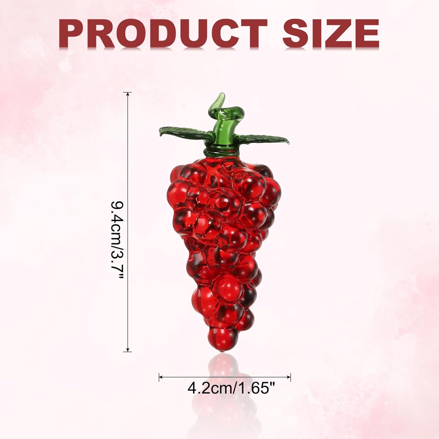 uxcell Crystal Grape Figurine - 3.7" Red Artificial Fruit Statue | Elegant Glass Paperweight for Home Decor