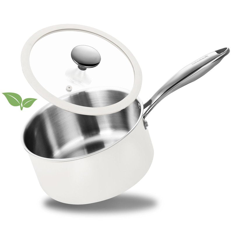 Tri-Ply Stainless Steel Sauce Pan Set with Lids 6PC, 1.5QT & 2.5QT & 3QT, Induction, PFOA Free, Dishwasher Safe,Sauce Pot, Cooking Pot, Tri-Ply Full Body