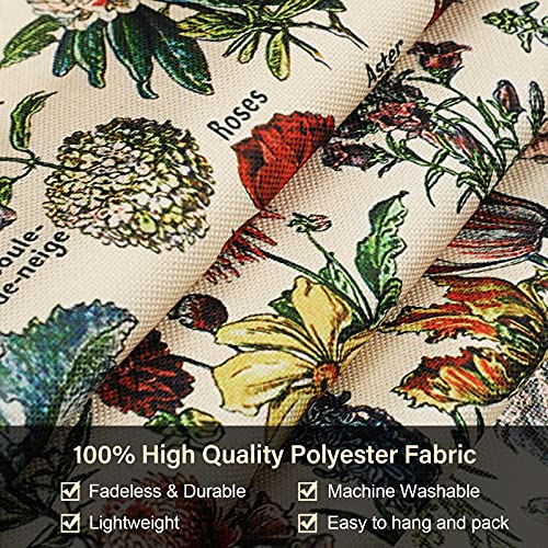 Vintage Botanical Vertical Wall Tapestry with Wooden Rod - 52" x 13"