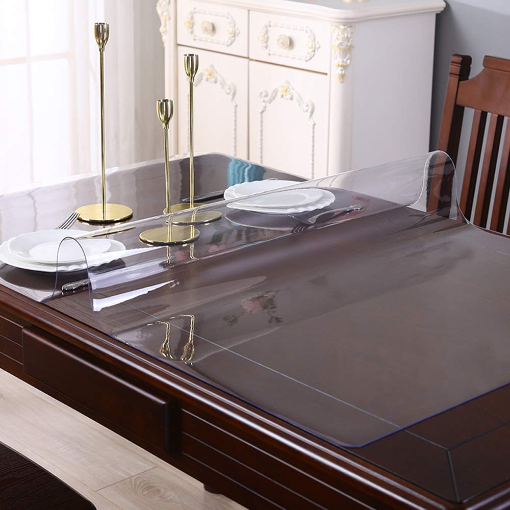 Hodmutst Clear Plastic Table Cover Protector 42x108 Inch 1.5 mm Thick Heat Resistant Crystal PVC Desk Cover Protector for Meeting Table Coffee Table Bar Countertop Dining Table Waterproof Non-Slip