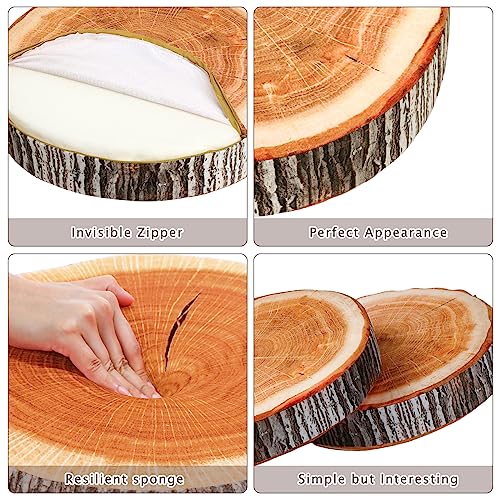 6-Piece Wood Slice Throw Pillow Set, 15.75-Inch Realistic Tree Stump Cushions