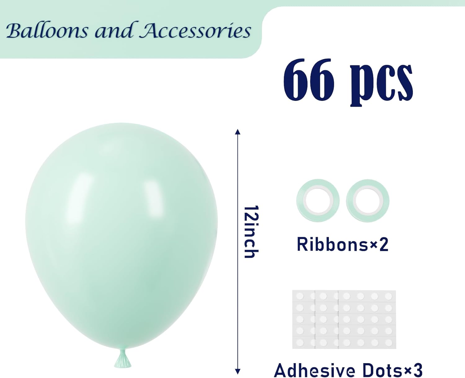 Voircoloria Mint Green Balloons - 12-Inch Pastel Latex Balloons | 66-Pack for Graduation, Weddings & Parties