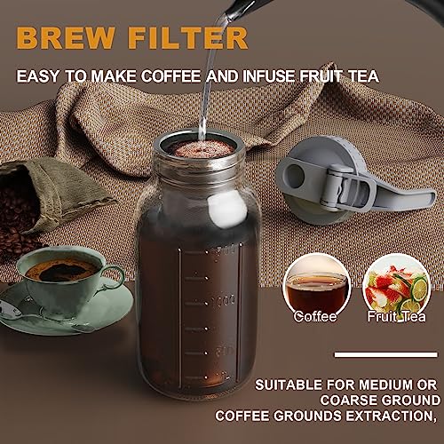 Cold Brew Coffee Maker 64 oz Glass Pitcher with Stainless Steel Filter