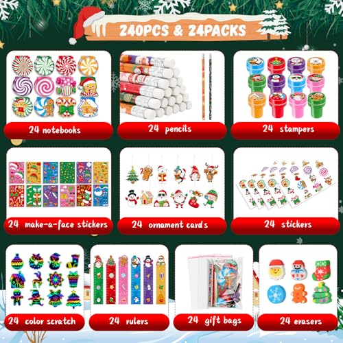 BenLouis 24 Gingerbread Christmas Stationery Set Party Favors for Kids