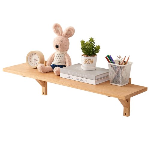 TRWISWDC Floating Shelves Oak 32 inches Natural Wood Wall Shelf Wall Mounted Rustic Floating Shelf with Brackets for Bedroom Living Room Bathroom Kitchen Office Wall Storage Shelf