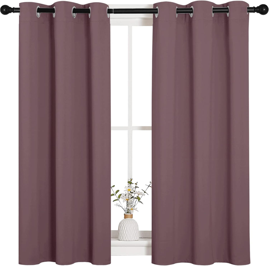 NICETOWN Blackout Curtain Panels - Thermal Insulated Draperies in Dry Rose | 34 x 45 Inch, 1 Pair