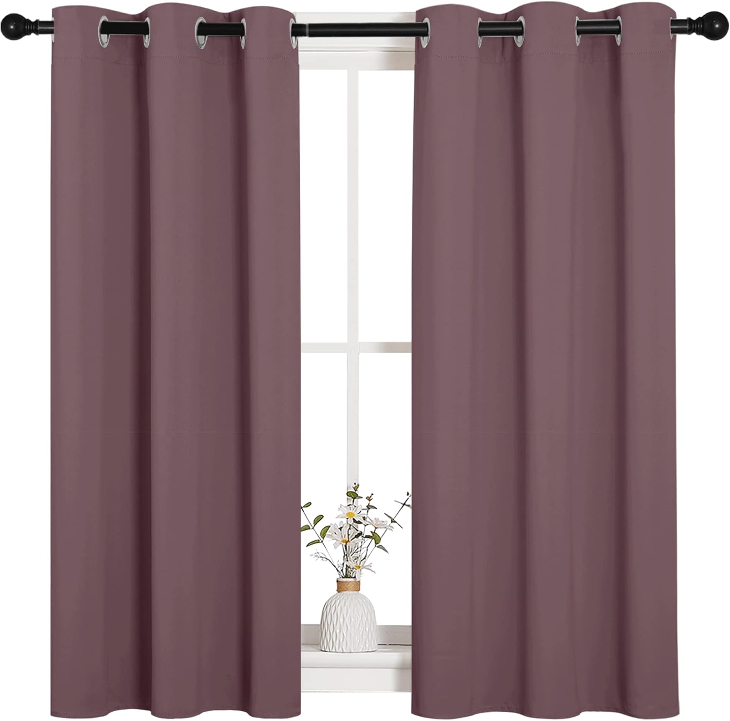 NICETOWN Blackout Curtain Panels - Thermal Insulated Draperies in Dry Rose | 34 x 45 Inch, 1 Pair