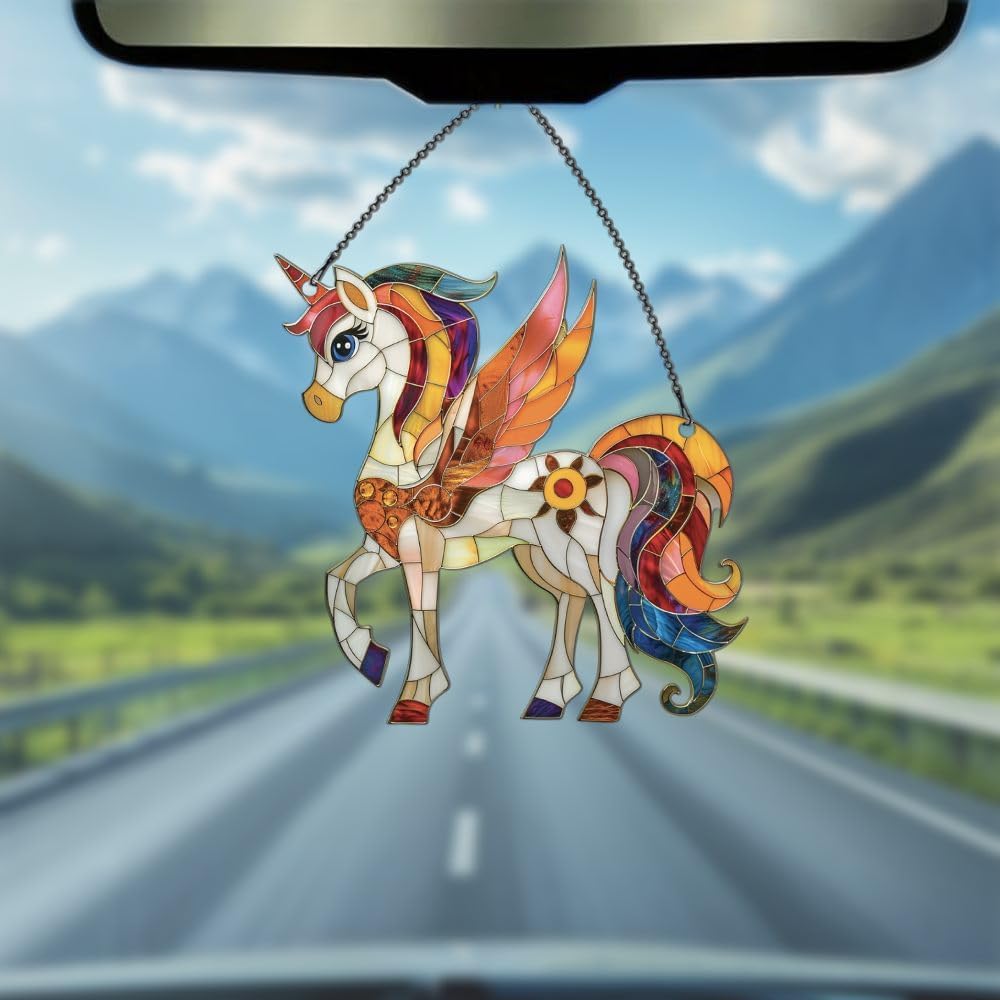 Skiennix Unicorn Ornaments | Magical Window Hanging Decor for Unicorn Lovers - Acrylic Christmas Decoration