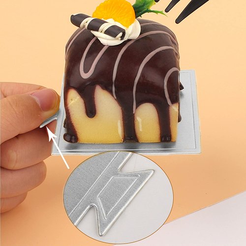 200 Pcs Mini Cake Boards, Silver Mousse Mini Cake Bases Cake Paper Board Plates Cupcake Dessert Displays Tray Cardboard Dessert Board Pastry Base - Grease Proof (Square Cake Boards)