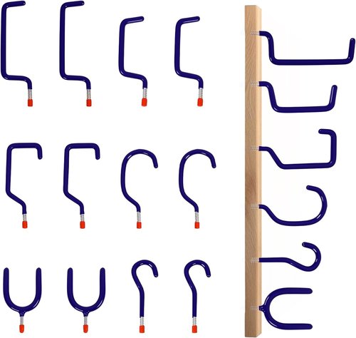 Garage Hooks Heavy Duty - 12-Pack Mixed Utility Wall Mounted Steel Tool Hangers for Organizing Ladders, Bikes & Tools