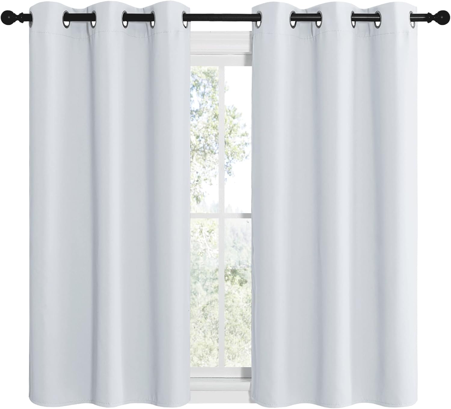 NICETOWN Room Darkening Curtain Panels - Thermal Insulated Drapes for Bedroom | Greyish White, 42" x 50" (2 Panels)