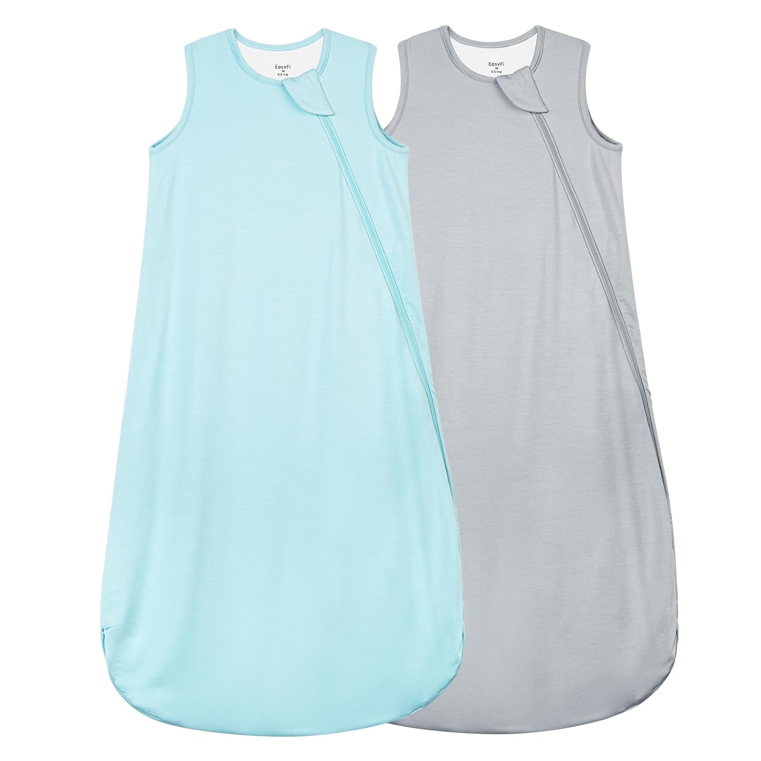 Skiennix Bamboo Sleep Sack - Lightweight 0.5 Tog Toddler Wearable Blanket | 6-12 Months, Blue & Gray (2 Pack)