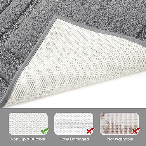 HOMEIDEAS Bathroom Rugs 2-Piece Set, Non-Slip Absorbent Microfiber Bath Mat