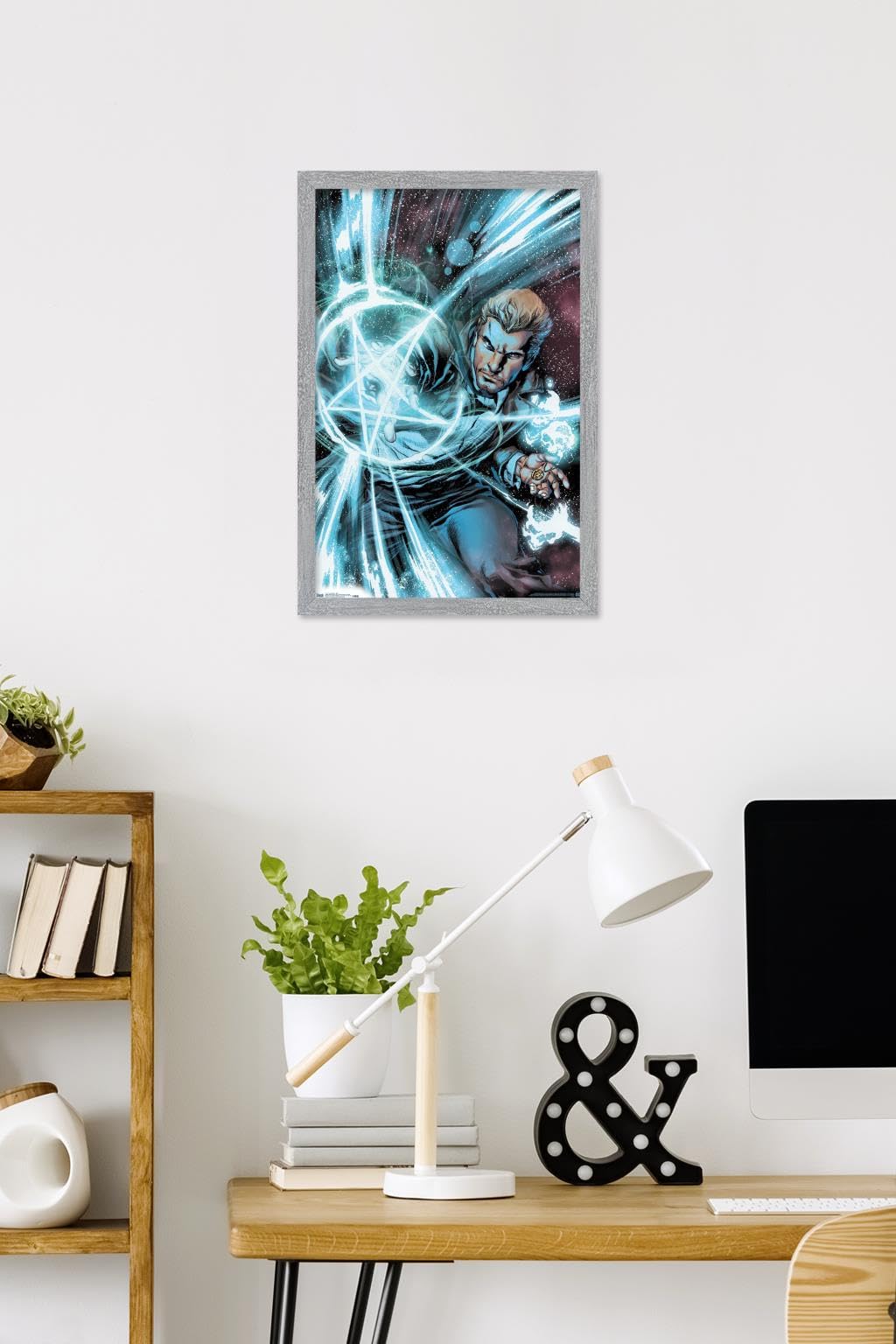 Trends International DC Comics John Constantine - Spell Wall Poster, 22.4L x 14.7W, Gray Framed Version